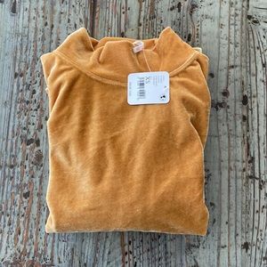 Free People NWT Mustard Velvet Balloon Sleeve Top